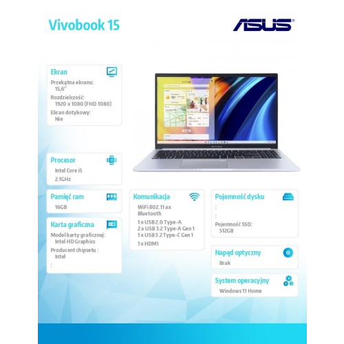 Notebook Vivobook 15 X1502VA-BQ681W i5-13420h 16GB/512GB-16394954
