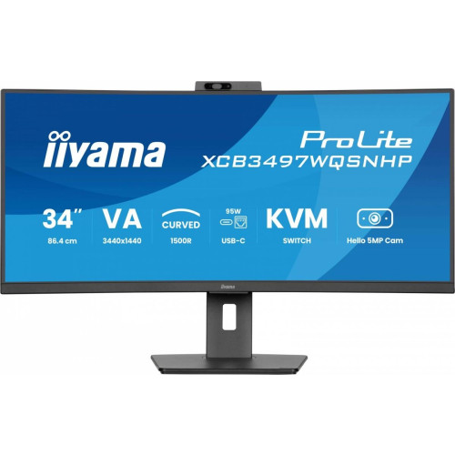 Monitor 34 cale XCB3497WQSNPH-B1,VA,UWQHD,1500R,USB-C Dock 95W, RJ45, KVM,2x5W, kamera 5MP, /5y/-16395649