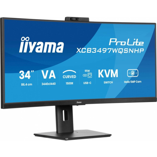 Monitor 34 cale XCB3497WQSNPH-B1,VA,UWQHD,1500R,USB-C Dock 95W, RJ45, KVM,2x5W, kamera 5MP, /5y/-16395658