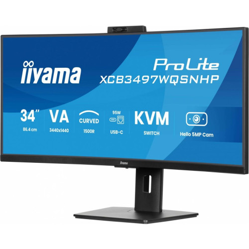 Monitor 34 cale XCB3497WQSNPH-B1,VA,UWQHD,1500R,USB-C Dock 95W, RJ45, KVM,2x5W, kamera 5MP, /5y/-16395659