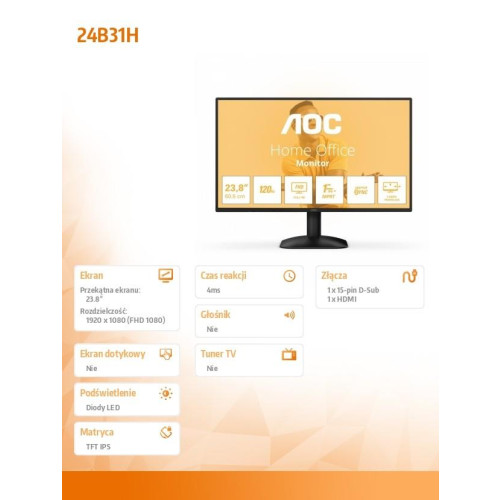 Monitor 23.8 cala 24B31H IPS 120Hz HDMI VGA-16395951