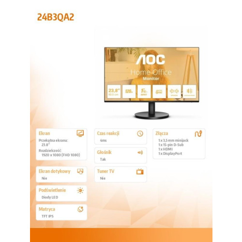 Monitor 23.8 cala 24B3QA2 IPS 120Hz HDMI DP VGA Głośniki-16395962