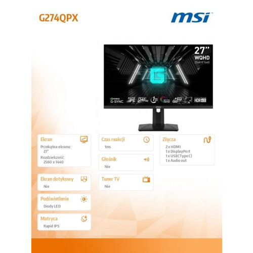 Monitor G274QPX 27 cali/LED/QHD/Flat/240Hz/Czarny-16482503