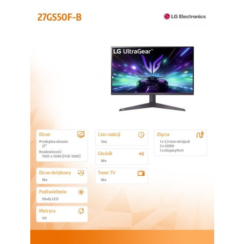 Monitor 27GS50F-B 27 cali FHD UltraGear 180Hz-16482652