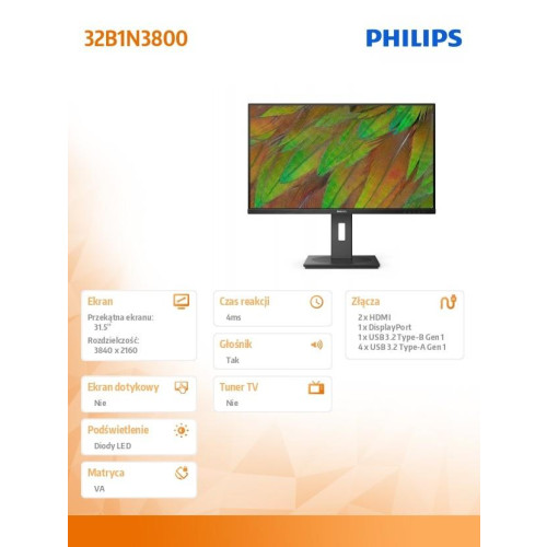 Monitor 31.5 cala 32B1N3800 VA 4K HDMIx2 DP Pivot-16483088