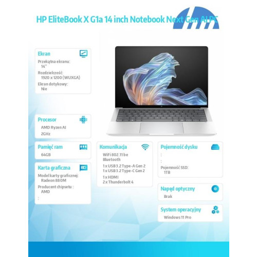 Notebook EliteBook X G1a AI7P360 1TB/64GB/W11P/14.0 B9ZX0ET-16483185
