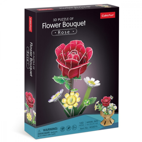 Puzzle 3D Bukiet kwiatów - Róże