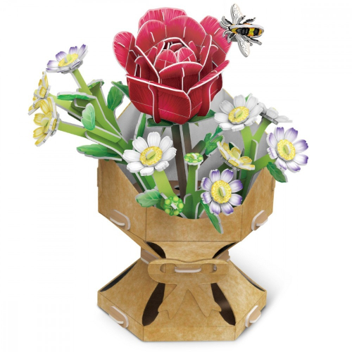 Puzzle 3D Bukiet kwiatów - Róże-16483634