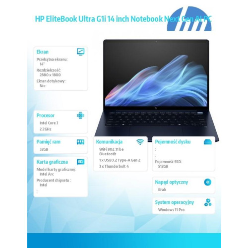 Notebook EliteBook Ultra G1i U7 258V/512GB/32GB/W11P/14.0 B9ZX2ET-16528035