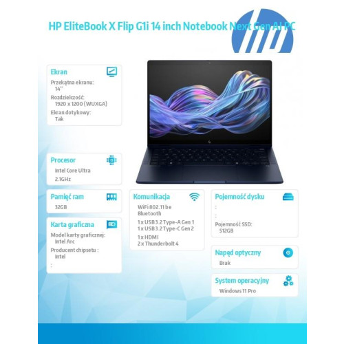 Notebook EliteBook X Flip G1i U5 228V/512GB/32GB/W11P/14.0 B9ZX7ET-16528037