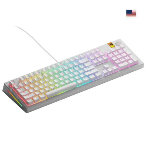 Glorious GMMK 3U 100% niestandardowa klawiatura do gier - wstępnie złożona, ANSI (USA), przełączniki Fox HE, biała