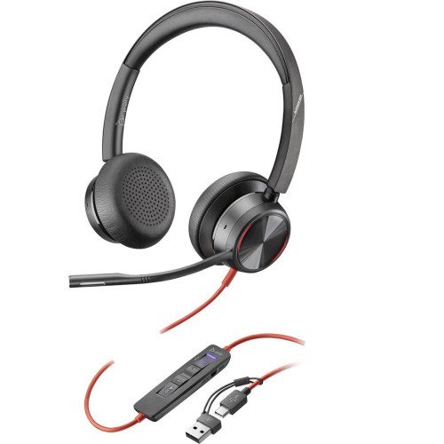POLY Zestaw słuchawkowy Blackwire 8225 Stereo USB-C z certyfikatem Microsoft Teams + przejściówka USB-C/A-16599820