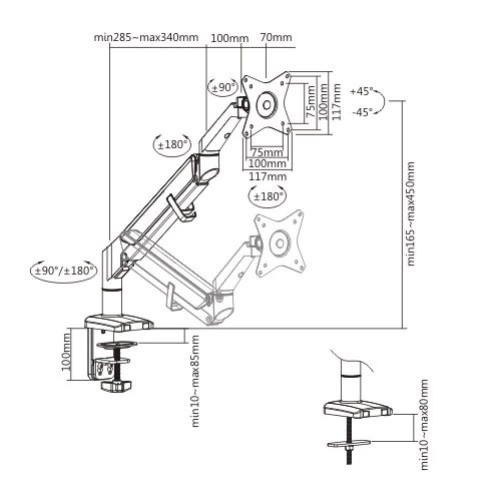 Techly ICA-LCD 441 uchwyt / stojak do monitorów 81,3 cm (32