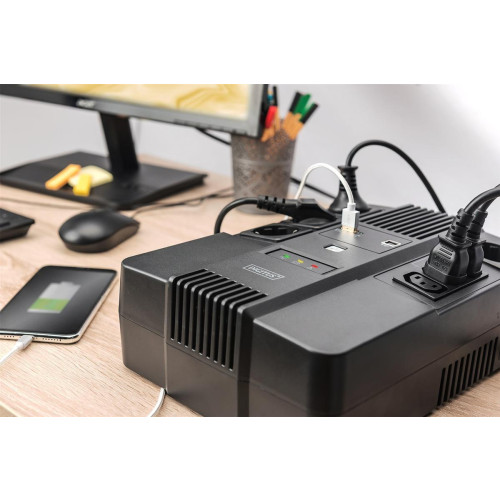 UPS UPS Line-Interactive 800VA/480WAVR 4xSCHUKO 3xIEC C13 1xUSB A 1x USB B RJ45-16742634