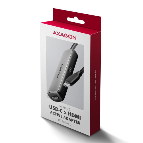 RVC-HI8KPD Adapter aktywny USB-C -> HDMI 8K/60Hz, Aluminum, PD100W, 16cm kabel-16944861