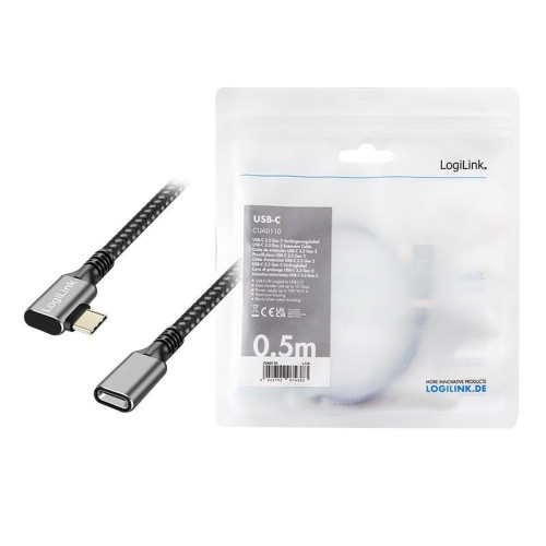 Kabel USB3.2 gen2 TypeC do USB-C/F, PD, 0.5m-16945037