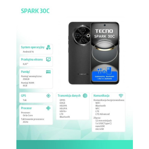 Smartfon Spark 30C 8/256 Orbit Black-16945144