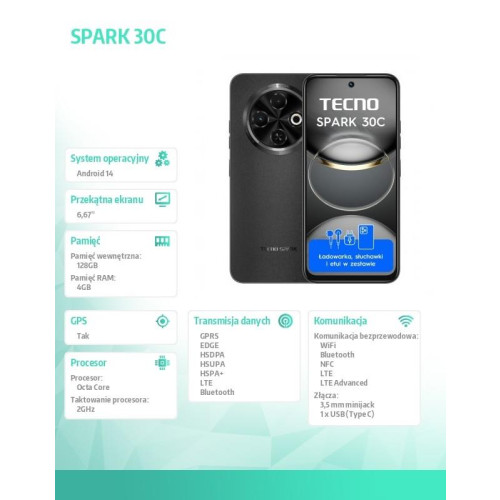 Smartfon Spark 30C 4/128 Orbit Black-16945214