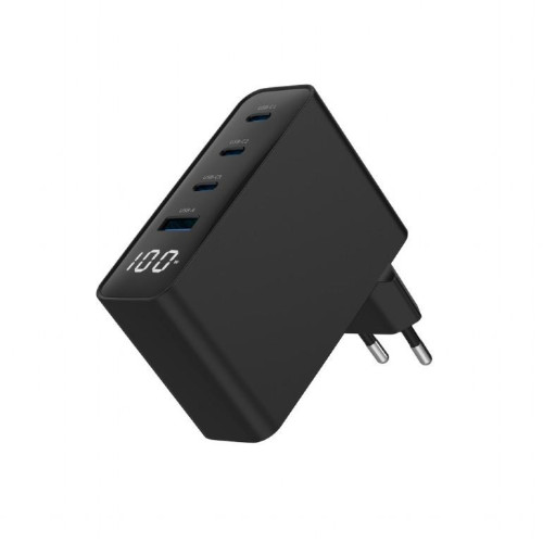 Ładowarka uniwersalna 100W GaN 1xUSB-A 3xUSB-C szybkie ładowanie LCD czarna-16945269