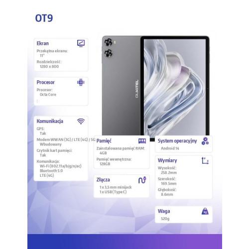 Tablet OT9 11cali 4/128GB szary-16945480