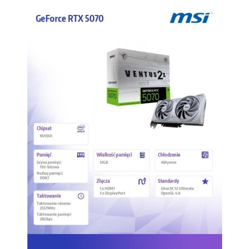 Karta graficzna GeForce RTX 5070 12G VENTUS 2X OC WHITE GDDR7 192bit-16945551