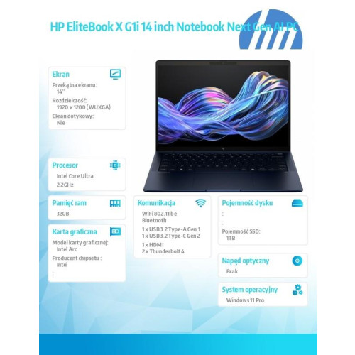 Notebook EliteBook X G1i U7 268V 1TB/32/W11P/14 B9ZY6ET-16946197