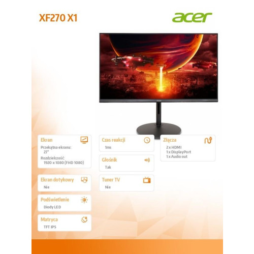 Monitor 27 cali XF270X1BIIPH IPS 180Hz HDMI DP-16946708