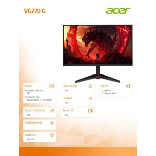 Monitor gamingowy 27 cali VG270GBMIPX IPS 120Hz HDMI DP-16946725