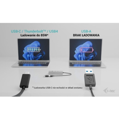 Uniwersalny metalowy ładujący HUB 2xUSB-C/2xUSB-A PD 85W-16947037