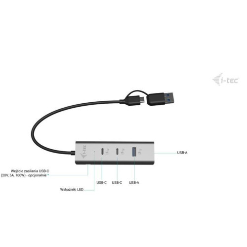 Uniwersalny metalowy ładujący HUB 2xUSB-C/2xUSB-A PD 85W-16947040