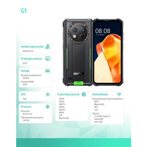 Smartfon G1 4G 6/256GB IP69K zielony-16948518