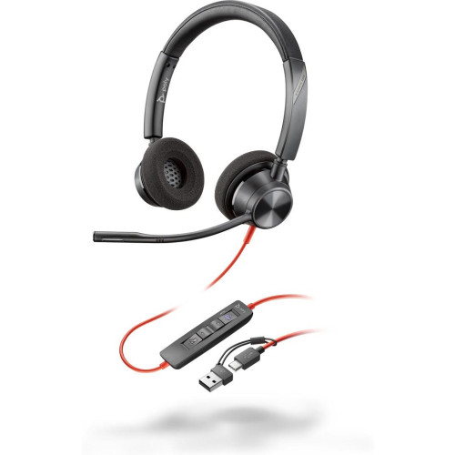 POLY Zestaw słuchawkowy Blackwire 3320 Stereo USB-C z certyfikatem Microsoft Teams + przejściówka USB-C/A-16957628