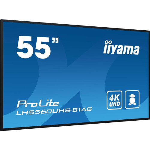 iiyama LH5560UHS-B1AG signage display Cyfrowa tablica A 139,7 cm (55") LED Wi-Fi 500 cd/m2 4K Ultra HD Czarny Procesor wbudowany Android 11 24/7