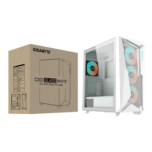 Gigabyte case C301 SZKŁO BIAŁE, ATX, Mid Tower, białe-16979245