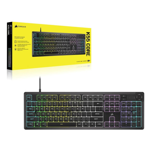 Klawiatura CORSAIR Tas K55 CORE BLACK RGB, Gumowa kopuła, Mechaniczna, USB-16982083