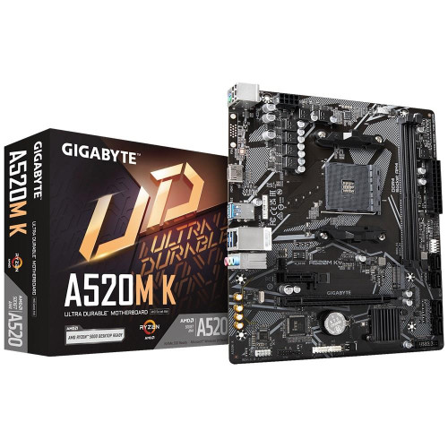 Płyta główna Gigabyte A520M K, chipset AMD A520, gniazdo AM4, 2xDDR4, format mATX