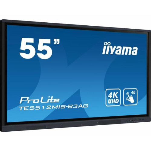 iiyama TE5512MIS-B3AG signage display Kiosk 139,7 cm (55") LCD Wi-Fi 400 cd/m2 4K Ultra HD Czarny Ekran dotykowy Procesor wbudowany Android 11 18/7