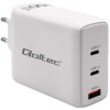 Qoltec Ładowarka sieciowa 100W GaN | 5-20V | 1.5-5A | 2 x USB-C PD | 1 x USB QC 3.0 | Biała