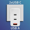Qoltec Ładowarka sieciowa 100W GaN | 5-20V | 1.5-5A | 2 x USB-C PD | 1 x USB QC 3.0 | Biała-17195271