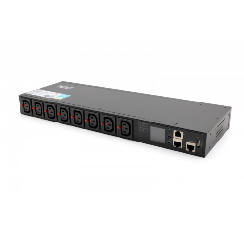 Listwa zasilająca SMART PDU 1U, gniazdo zasilające IEC320 C20 16A/250V, gniazda 8x C13, 16A