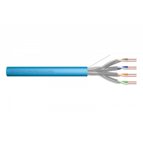 Kabel instalacyjny kat.6A, U/FTP, Eca, AWG 23/1, LSOH, 305m, karton, Niebieski