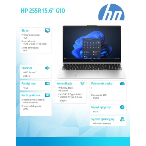 Notebook 255R G10 R7-7735U 512GB/16GB/Win11H/15,6 AD1T4ET-17121373