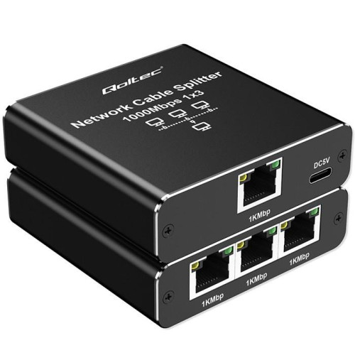 Rozdzielacz Splitter Ethernet mini SWITCH 1x3 RJ45 | 1000Mb/s | USB-C | Aluminium-17122056
