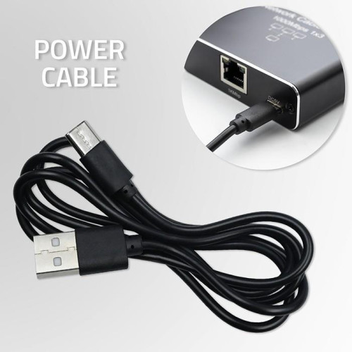 Rozdzielacz Splitter Ethernet mini SWITCH 1x3 RJ45 | 1000Mb/s | USB-C | Aluminium-17122058
