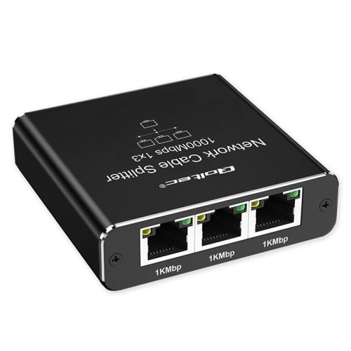 Rozdzielacz Splitter Ethernet mini SWITCH 1x3 RJ45 | 1000Mb/s | USB-C | Aluminium-17122059