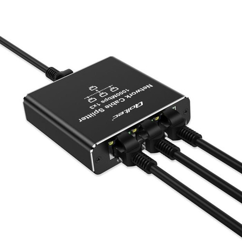 Rozdzielacz Splitter Ethernet mini SWITCH 1x3 RJ45 | 1000Mb/s | USB-C | Aluminium-17122065