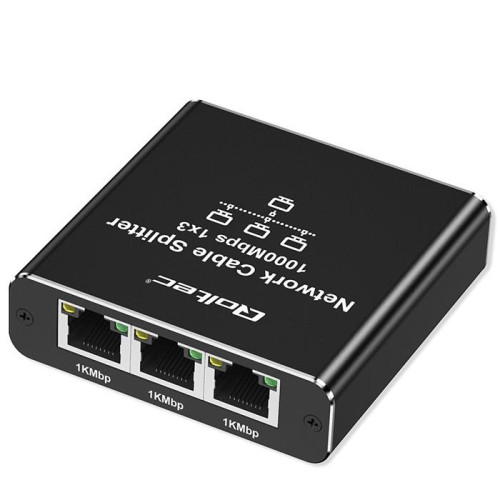 Rozdzielacz Splitter Ethernet mini SWITCH 1x3 RJ45 | 1000Mb/s | USB-C | Aluminium-17122067