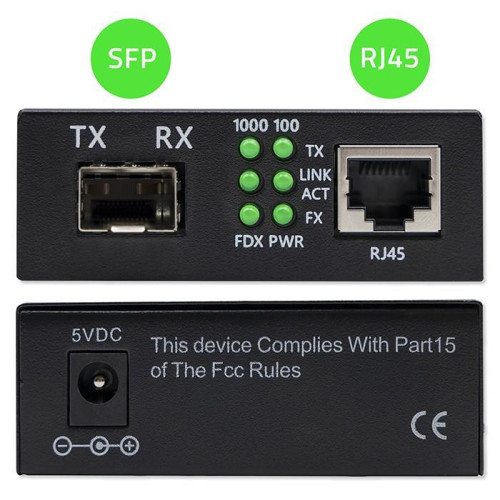 Dwukierunkowy Media Konwerter SWITCH Ethernet 1x RJ45 1x SFP | 1000Mb/s | 5V-17122072
