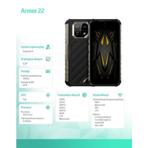 Smartfon Armor 22 4G 8/256GB IP69K Czarny-17122372