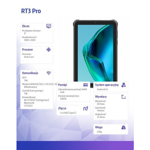 Tablet RT3 Pro 4G 8 cal 4/128GB zielony-17122526